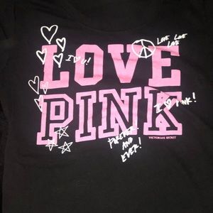 VS Pink Black Tee w/pink stitching - L